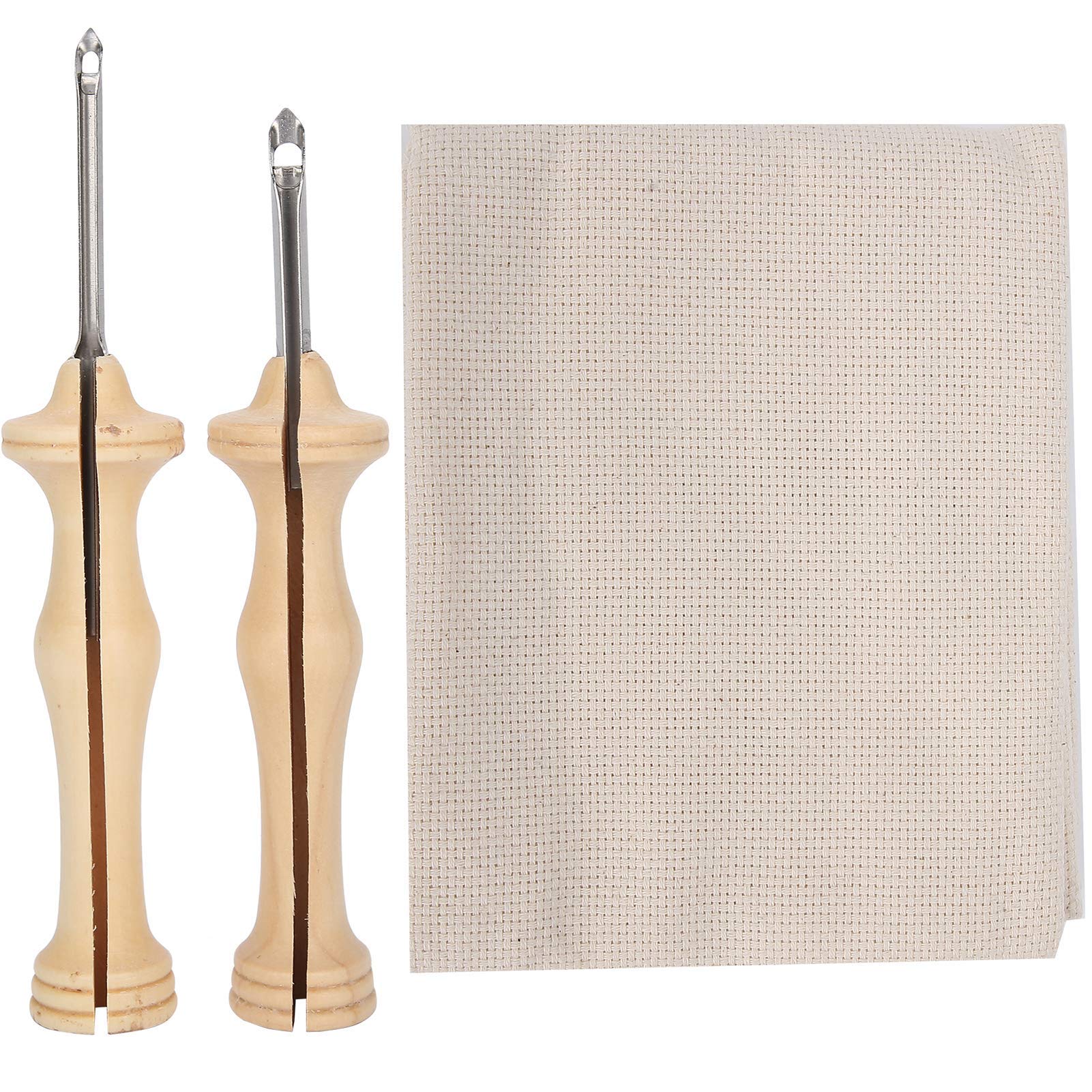 2pcs Embroidery Punch Needle SetWood Punch Needle Rug Hooking Tool Russian Poking Sets