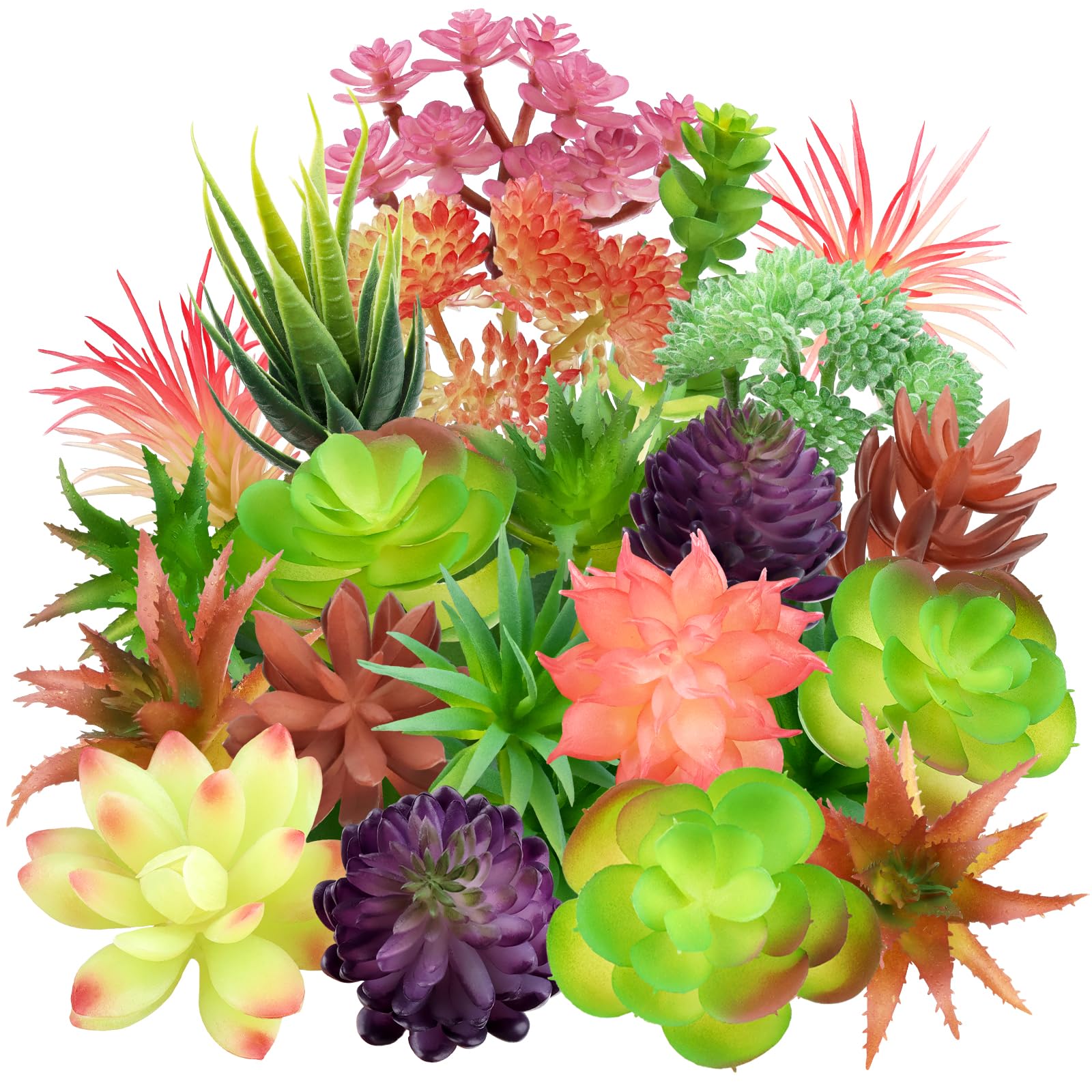 Photo 1 of QUOZUO Colorful Succulents Plants Artificial, 22PCS Mini Artificial Succulents, Fake Succulents Plant for DIY Crafting Home Garden Office Party Decoration, Colorful