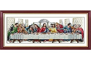 Dimensean Stamped Cross Stitch Kits Full Range of Embroidery Patterns Starter Kits for Beginners Adult or Kids DIY Cross Stitches Needlepoint Kits 11CT-Last Supper 16.5×38.6 inch