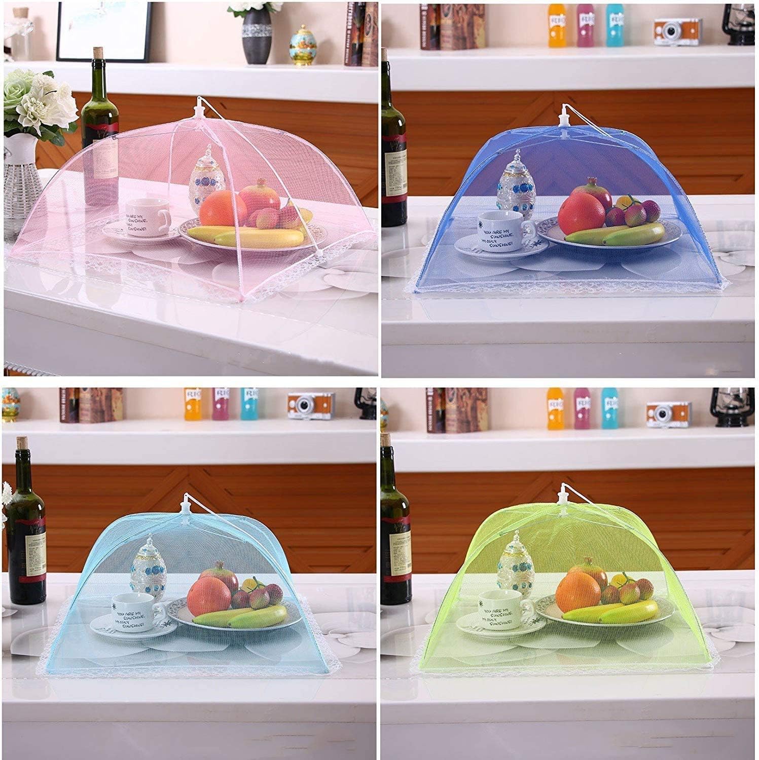 Cymax 4 Pack Large and Strong Pop Up Mesh Screen Food Cover Tent,Reusable and Collapsible Outdoor Food Cover,Food Protector Tent Keep Out Flies - Image 3