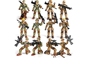 HAPTIME Army Men Action Figures with Weapons, Toy Soldiers for Boys, Plastic Army Toys for Boys 6-8, Birthday Gift for Military Collectors (6Pcs Green + 6Pcs Yellow)
