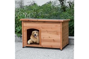 TAKUKA Outdoor Wooden Dog House for Small Medium Large Sized Dogs，Extra Waterproof Durable Dog Kennel with Wooden Floor for Garden Backyard Farm (newL)
