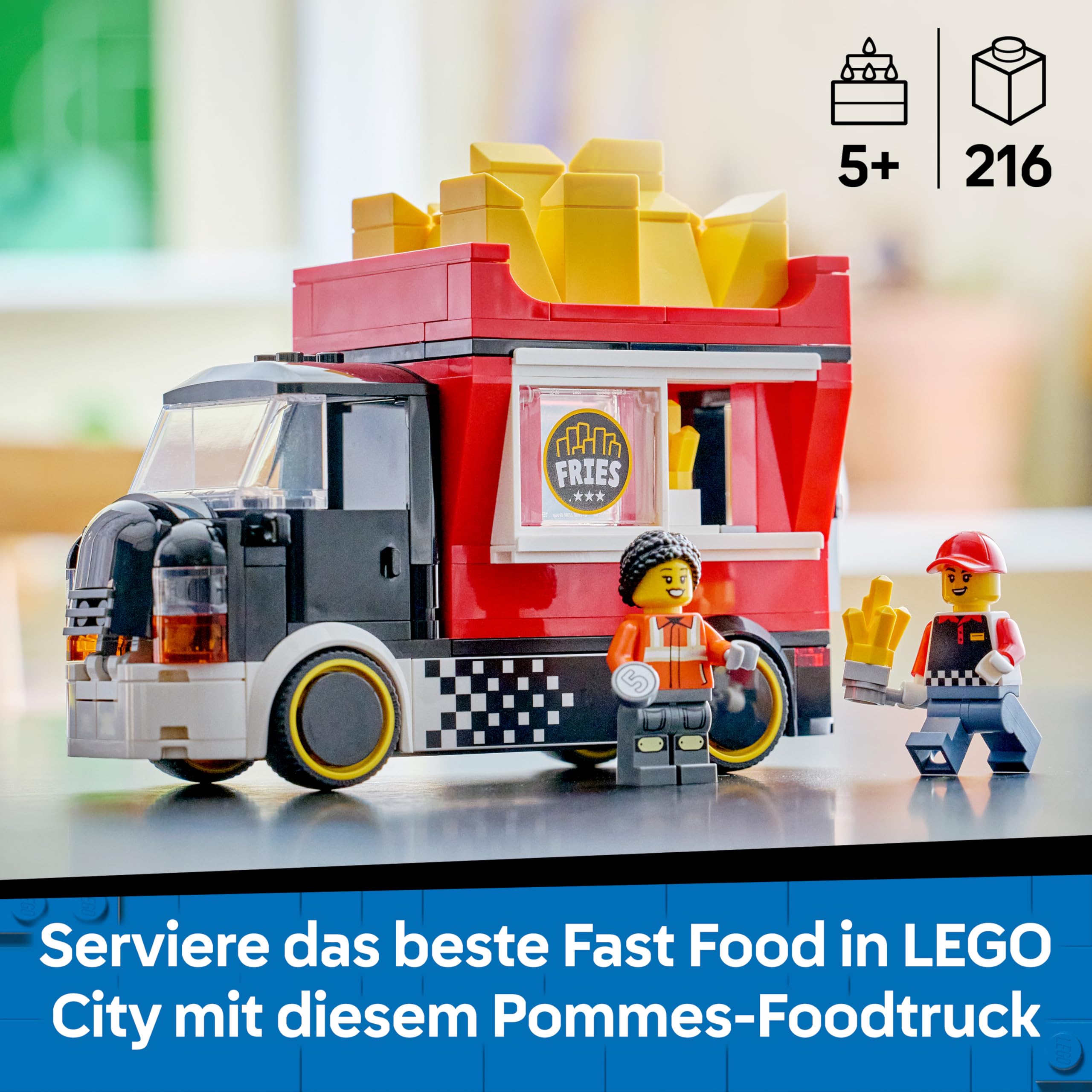 LEGO City Pommes-Truck - Spielzeug Fahrzeug Modellbau mit abnehmbarem Verkaufsbereich, 2 Minifiguren und Zubehör - Geburtstagsgeschenk für Jungen ab 5 Jahren - 60488 2