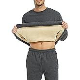 Yeokou Mens Fashion Warm Fleece Crewneck Sweatshirt Thick Sherpa Lined Pullover Tops