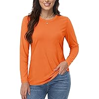 Camisetas Manga Larga Mujer Camiseta De Algodón 100% Para Mujer - Manga Larga, Cuello Redondo, Tallas XS A 4XL - Varios Colores Sólidos Camisetas De Tirantes