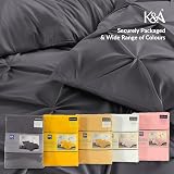 K&A Pintuck Pinch Pleat Duvet Cover Set King Grey 220x230 with Pillowcase view 8