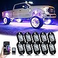 YiLaie RGB LED Rock Lights, with Phone App/Remote Control & Timing & Music Mode Rock Lights Kits, Waterproof Underglow Light for Jeep ATV RZR UTV SUV Off Road AUTO Motorcycle (10 Pods)