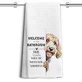 LUKIPOM281 Funny Goldendoodle Gifts Hand Towels, You Will Never Pee Alone Funny Bathroom Hand Towels, Goldendoodle Dog Bathroom Decor, 24x16Inches