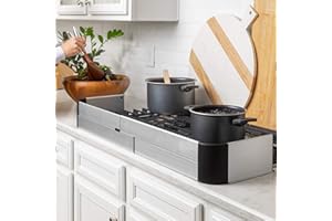 Qdos Safety Adhesive Aluminum Stove Guard - Complements Modern Kitchen Designs - Fits Cooktops & Most Freestanding Stoves - Protects from Front & Sides - Easy to Install - Quick Removal for Cleaning