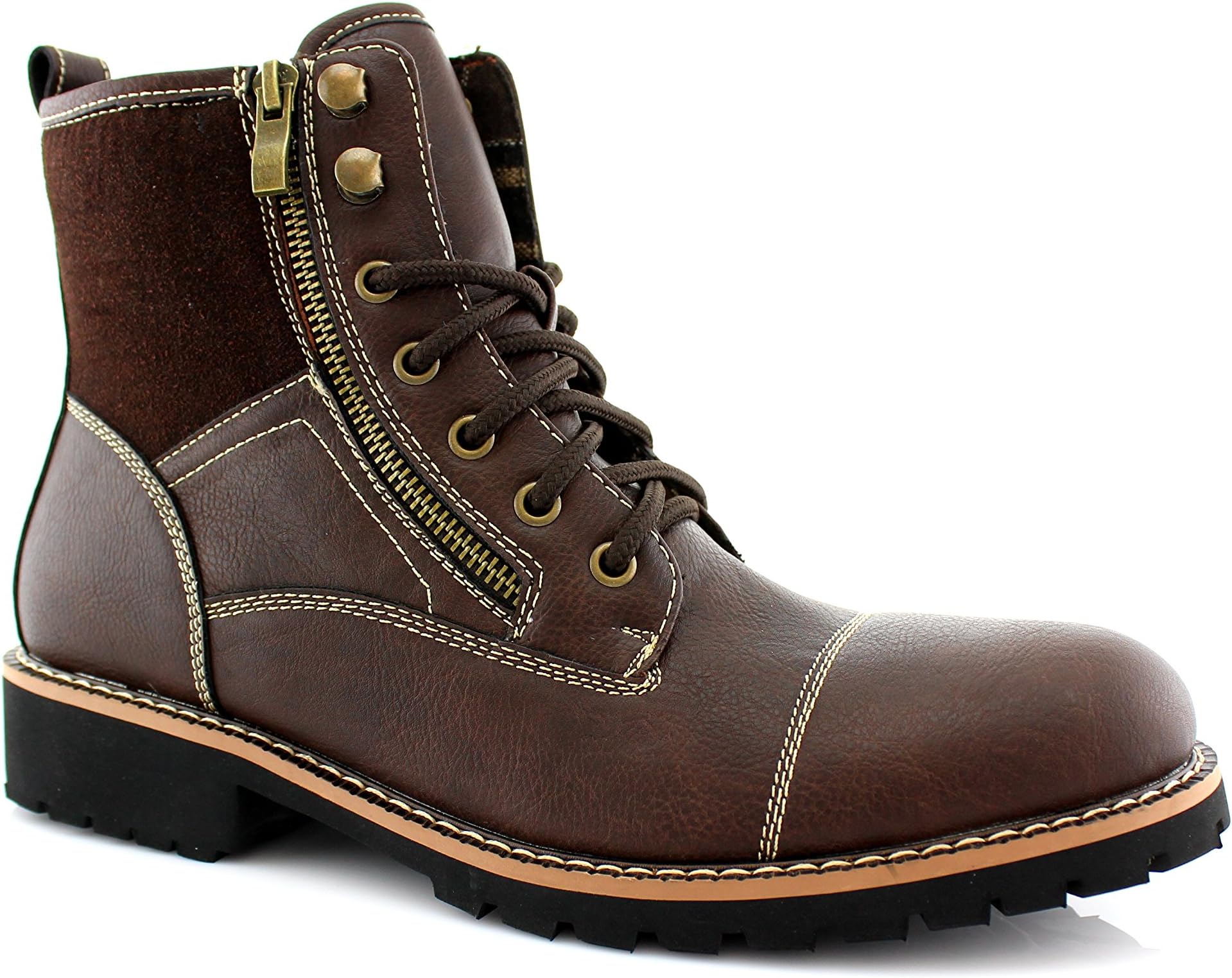 Ferri Aldo Ferro Aldo Cody MFA606017 Black Men's Dual Lace-up & Zipper Combat Boot