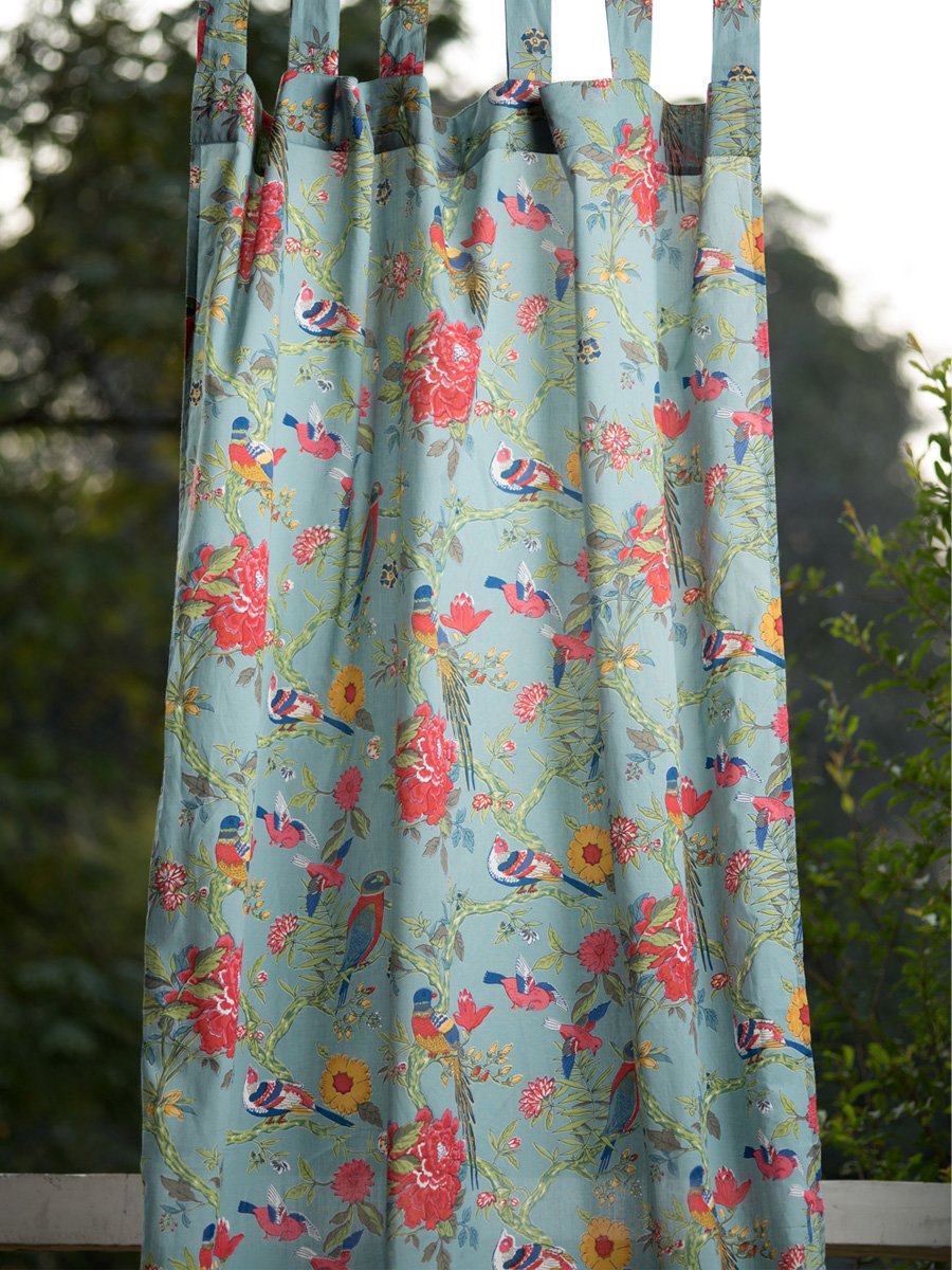 Buy The Shop Printed Cotton Voile Door Window Curtains Bird Teal