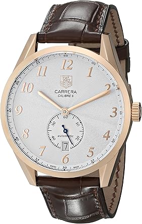 TAG Heuer Men's WAS2140.FC8176 Carrera Silver Dial Leather Strap Automatic Watch