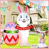 5 FT Easter Inflatables Outdoor Decorations,Inflatable Easter Bunny with Easter Eggs Build-in LED,Easter Inflatables Yard Decorations