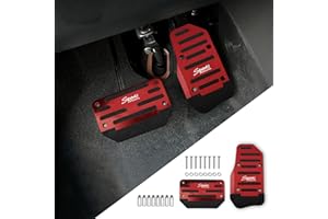 PACLVIO 2PCS Non-Slip Car Pedal Covers, Premium Aluminum Alloy Gas and Brake Pedals Covers for Safe Driving, Automatic Transmission Pedal Covers Replacement Kit, Universal Car Accessories for Most Car