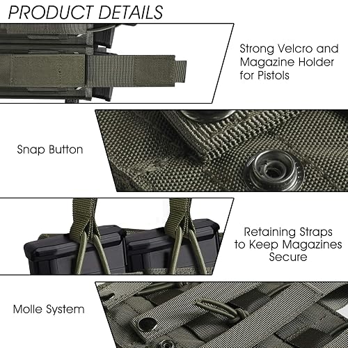 ELVO Tactical Molle Mag Pouch, Open-Top Triple Stacker Magazine Holster Rifle Mags Holder For Ar 15 M4 M14 M16 G36 Hk416 Magazines