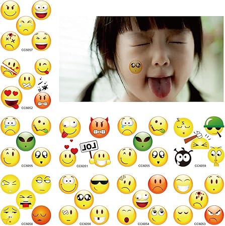 Amazon Co Jp Advgears 絵文字テンポラリータトゥー 384ピース 絵文字フェイクタトゥー 子供用 48種類の絵文字スタイル 幅3 4インチ ギフトに最適 パーティーに最適 服 ファッション小物