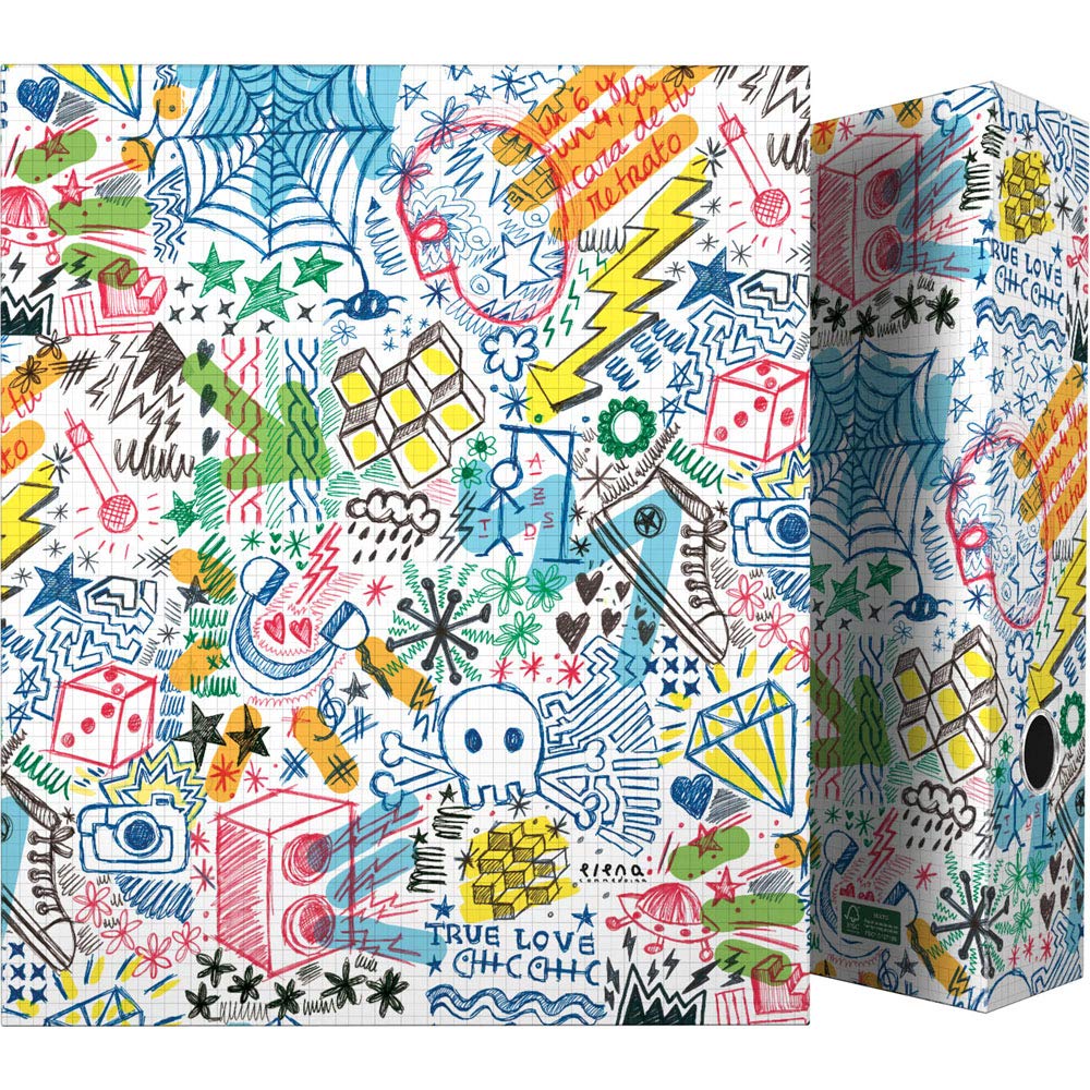 Grafoplás 88171994 Collection Elena Corredoira 4-Ring Binder 40 mm, Garabatos, A4