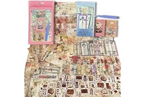 Gryast 286pcs Scrapbook supplies paper Journaling aesthetic supplies Vintage ephemera Junk journal kit for Art sticker book Bullet Journals Planners Collage Decoupage Decor Gifts (Flower Collage)