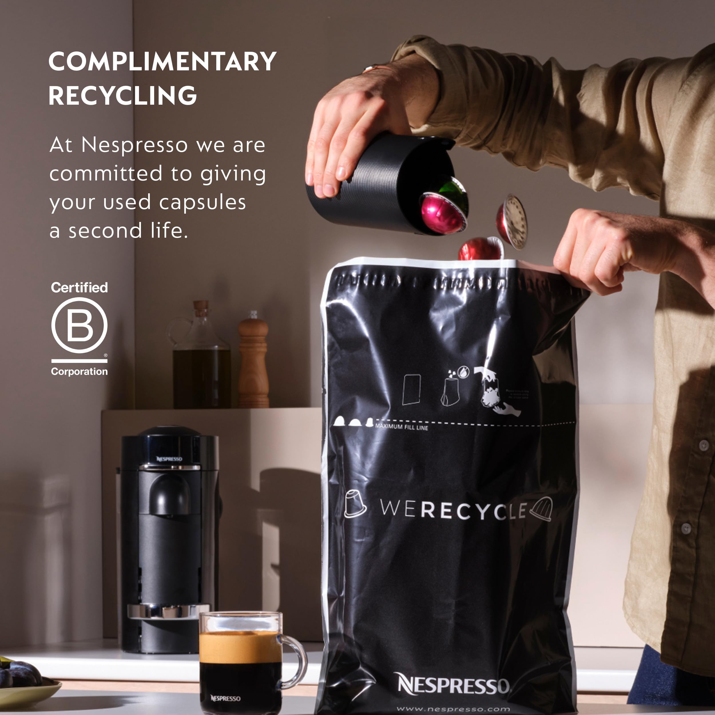 Nespresso Festive Vertuo Pop+ Coffee and Espresso Maker by Breville, Matte Black Gold