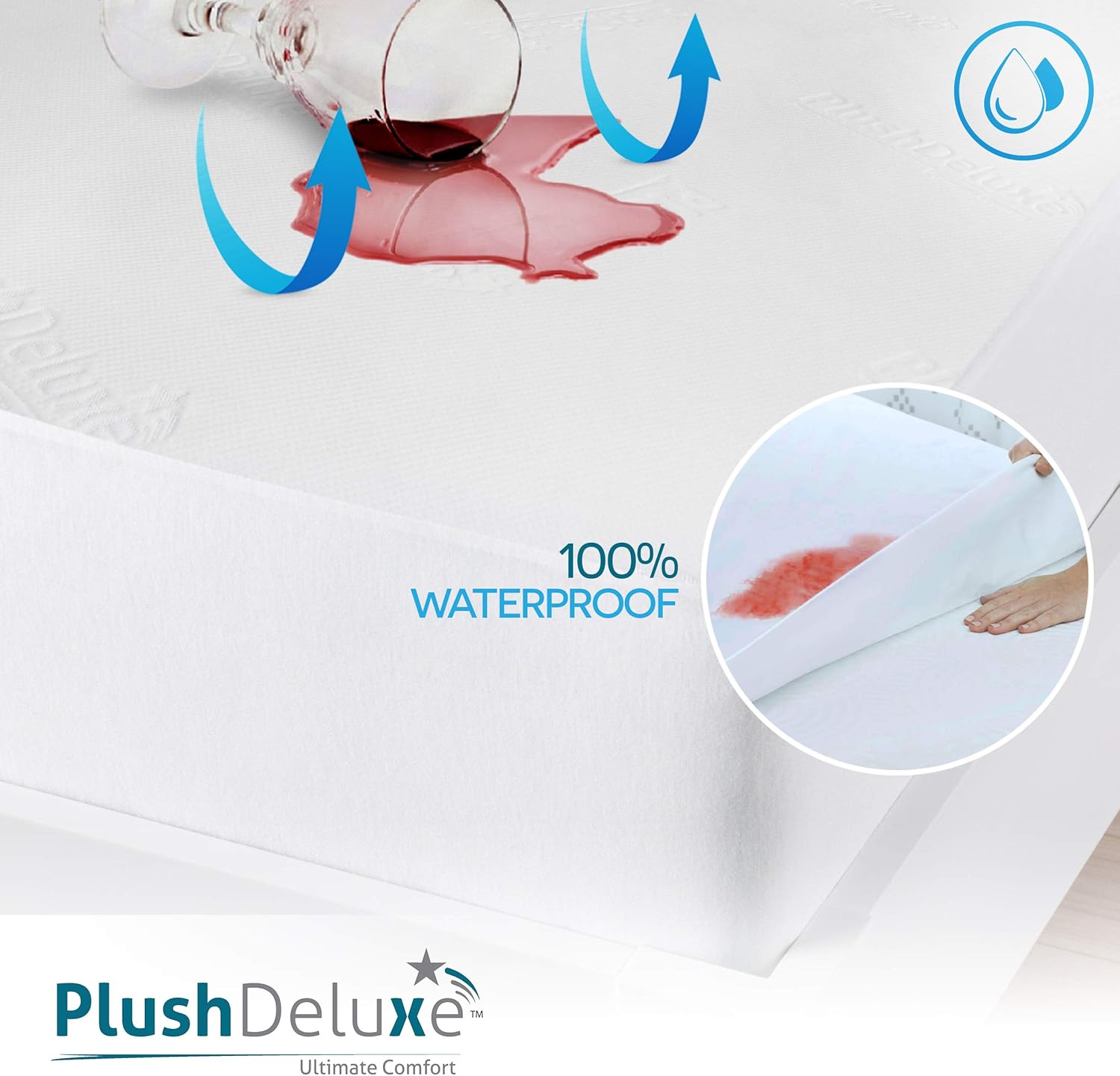 PlushDeluxe Premium Bamboo Mattress Protector – Waterproof, Hypoallergenic & Ultra Soft Breathable Bed Mattress Cover for Maximum Comfort & Protection - PVC, Phthalate (King Size): Home & Kitchen