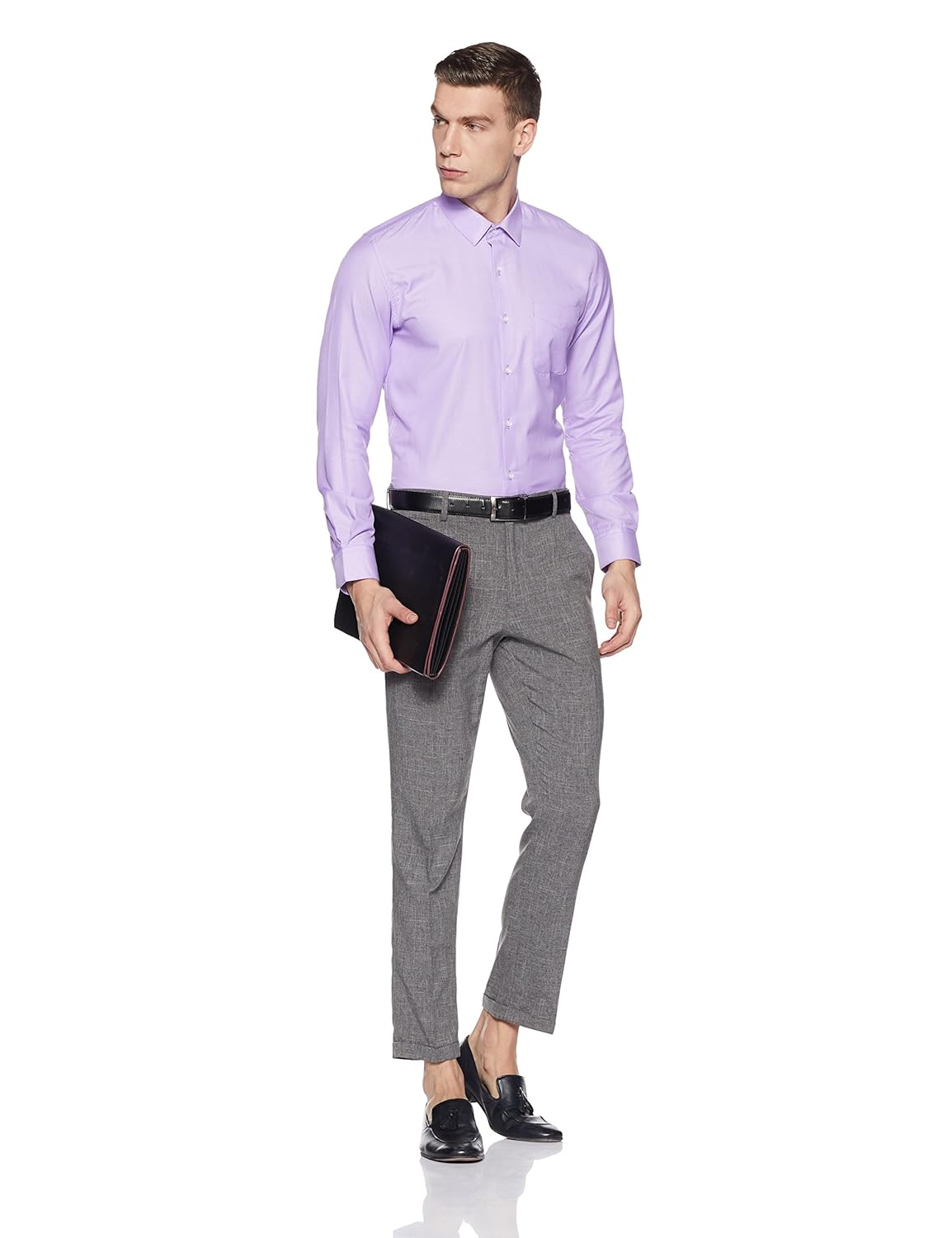 peter england men's plain slim fit formal shirt