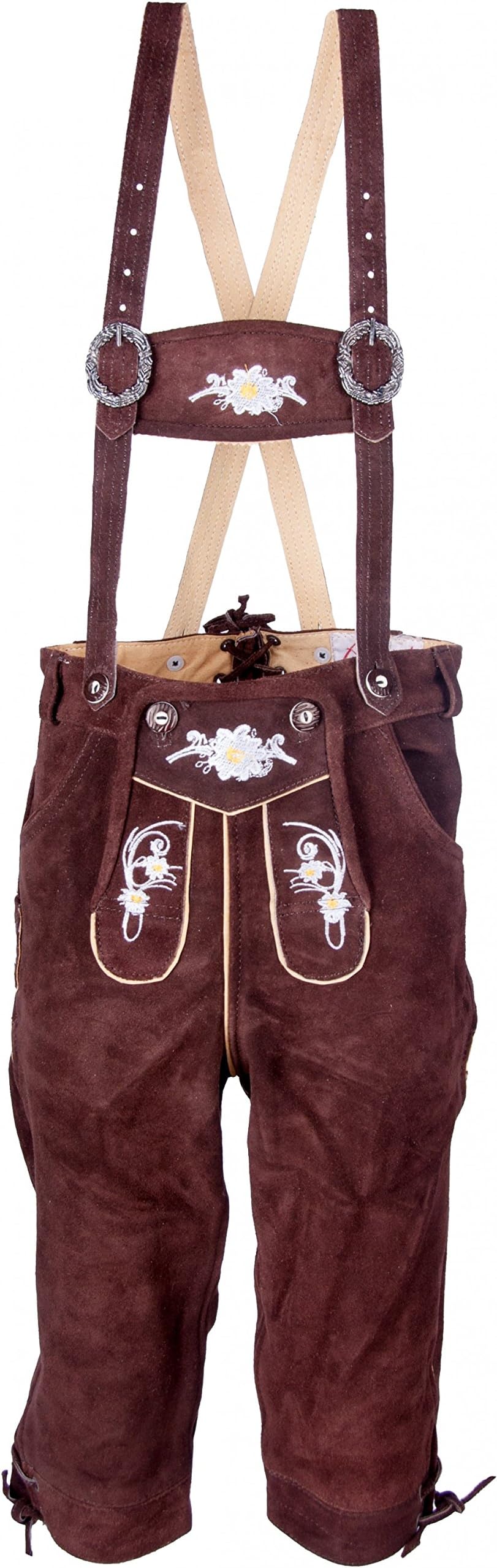 Almwerk Children's Costume Leather Trousers Kniebund in Brown, Light Brown, Chocolate and Black