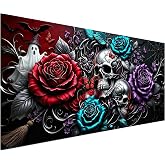NFDPFUN Gothic Skull Rose Halloween Diamond Painting Kit,Diamond Art Kits | Diy Crafts Kits,Gem Art and Crafts,Halloween Diamond Dots,Diamond Art Kits for Adults,Home Decor,large size 15.7x31.5inch