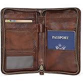 Polare Full Grain Leather Passport Holder Cover Case for Men RFID Blocking Travel Wallet Holds 4 Passports (Coffee)