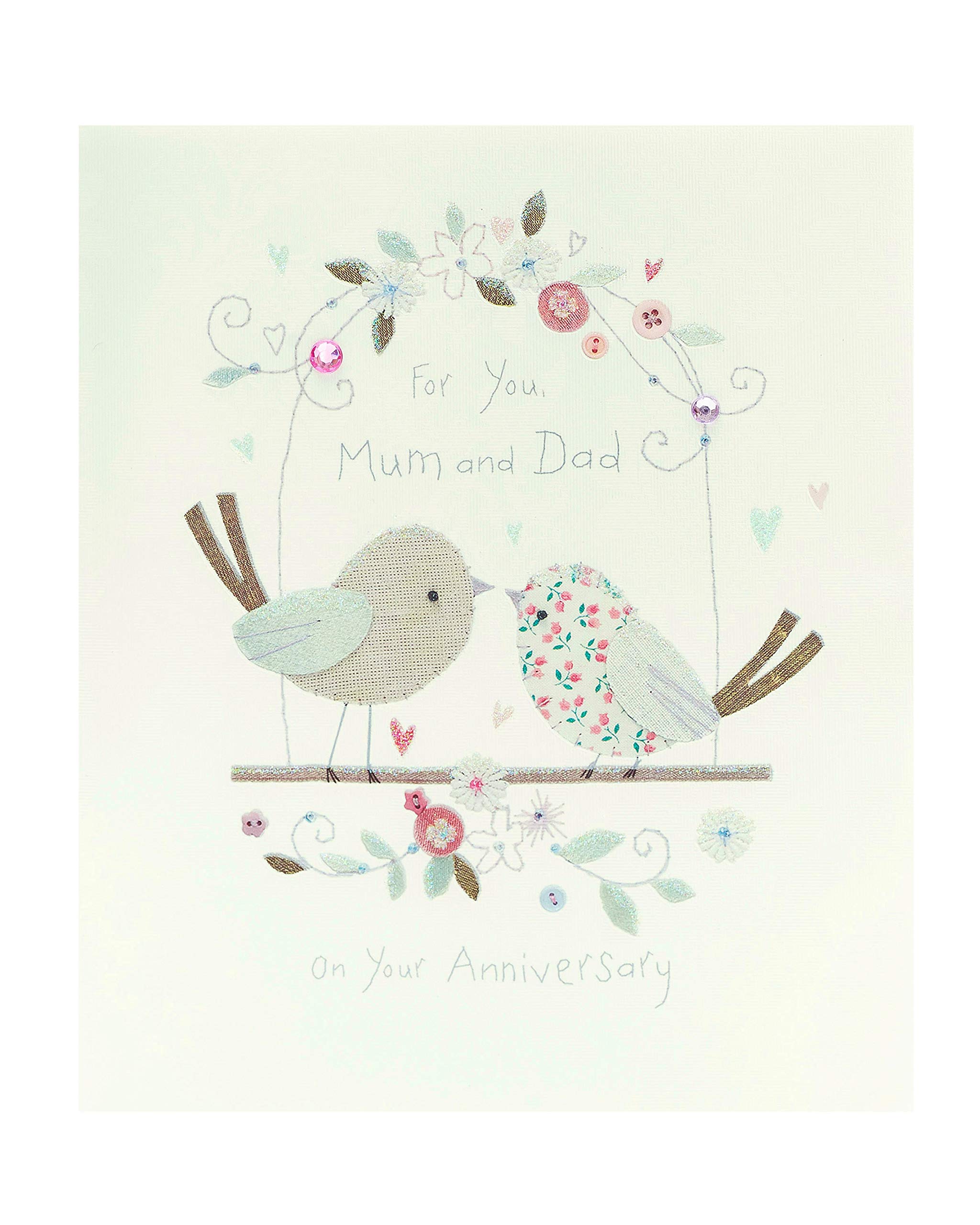 UK Greetings Mum and Dad Anniversary Card - Parents Wedding Anniversary Card - Love Bird Anniversary Card