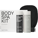 Biotyspa Body Spa Kit - Glove, Shower Gel &amp; Lotion, 3pc Set | Exfoliating Glove, Exfoliating Shower Gel 100ml &amp; Hydrating Lotion With Niacinamide, Smooths &amp; Renews For Radiant Skin