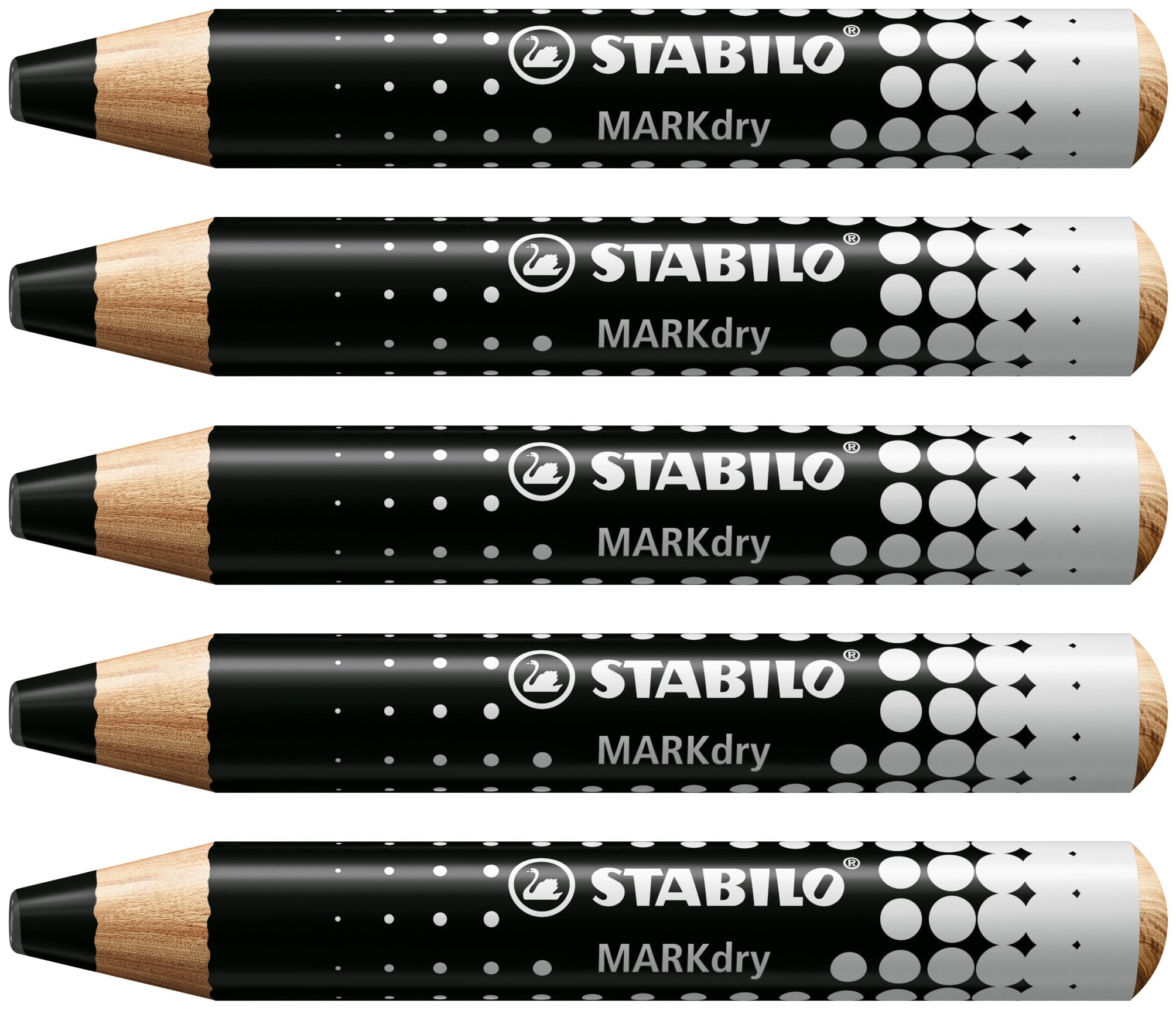 STABILO MARKdry - Whiteboard and Flipchart Marker Pencil - Pack of 5 - Black — image 1