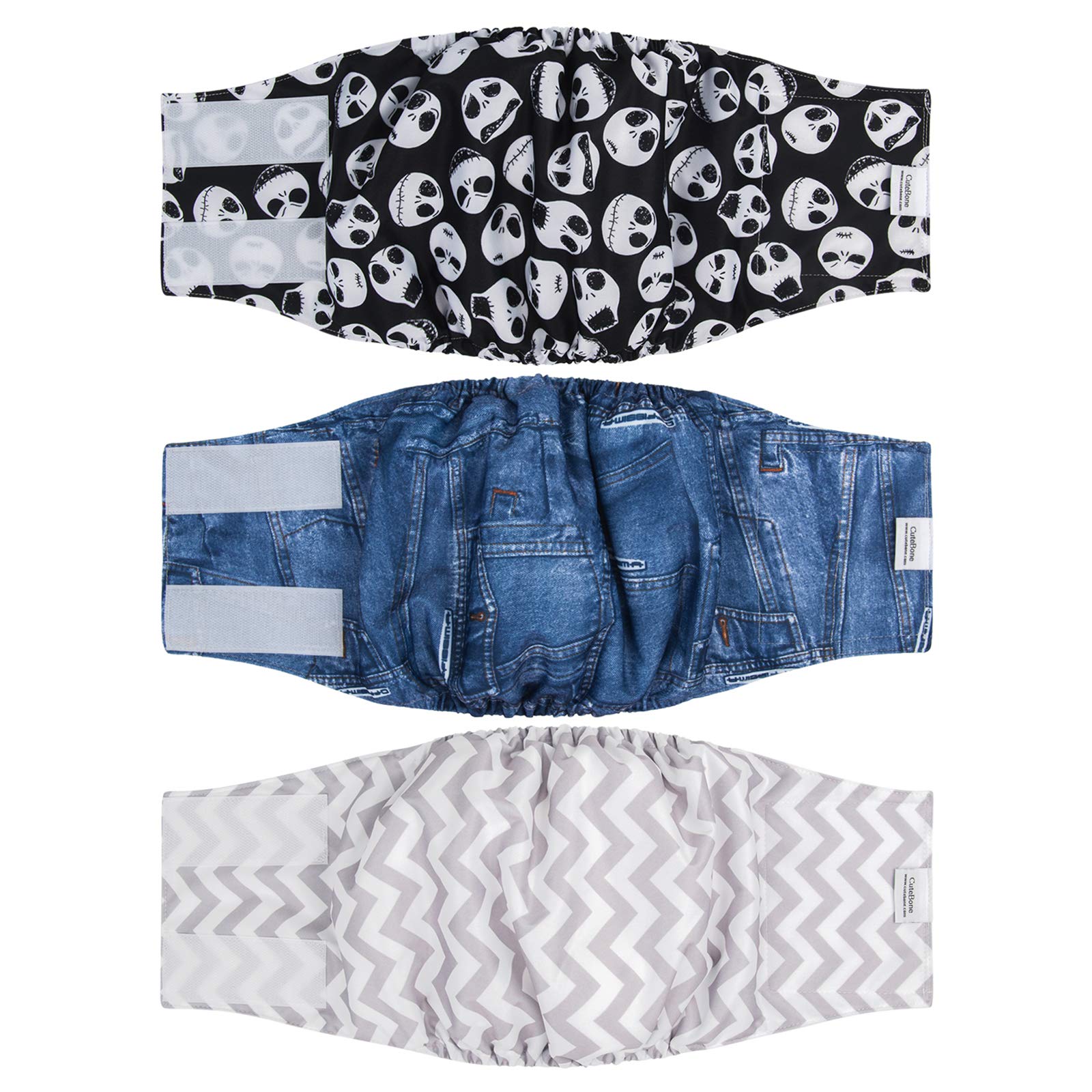 CuteBone Dog Belly Bands for Male Dogs Wraps Washable Doggie Diapers DM06L,L(17 inch-21 inch)