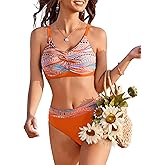 AI'MAGE Bikini Set for Women 2 Piece High Waisted Tummy Control Swimsuits for Women Scoop Neck Women's Bathing Suit 2025