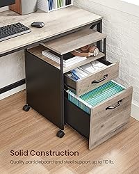 VASAGLE File Cabinet, Mobile Filing Cabinet with