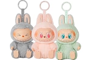 HQDZSZ Labubu Keychain - Cute Plush Collectible Pendant for Bags, Keys & Backpacks - Soft Toy Keyring, Modern Home Decor Gift