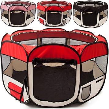 Goods Gadgets Parc Pour Chiots Parc Pour Animaux Parc Pour Chiots Enclos Xxl Pour Chiens Chats Lapins Et Petits Animaux A L Interieur Et A L Exterieur Rouge Amazon Fr Animalerie