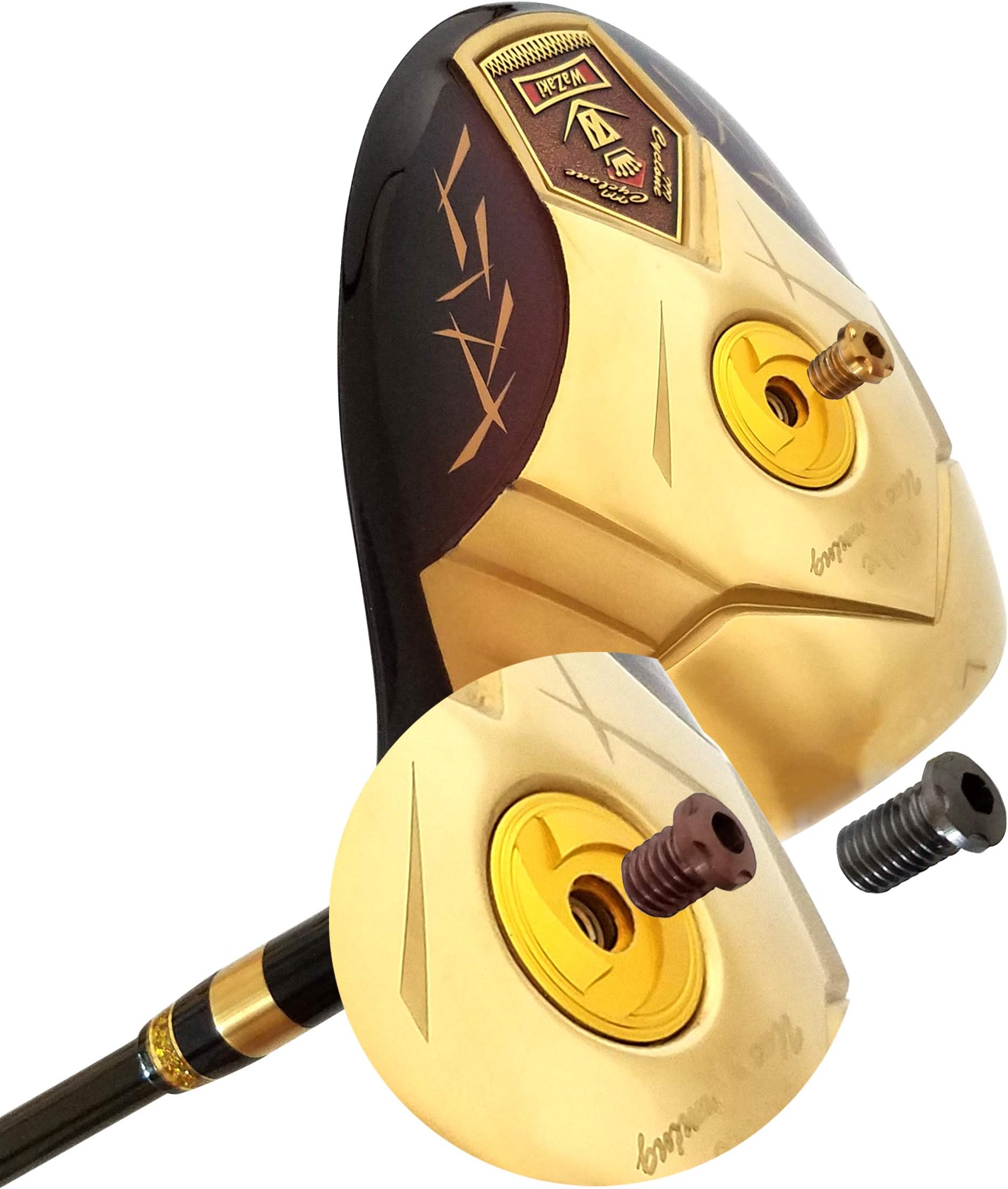 Japan WaZaki 14K Gold Finish Cyclone III High COR Open Face Titanium Driver Golf Club+Headcover (10.5 Degree Loft,Regular Flex,50g Light Graphite Shaft,Right Handed,500cc unconfirming Size)