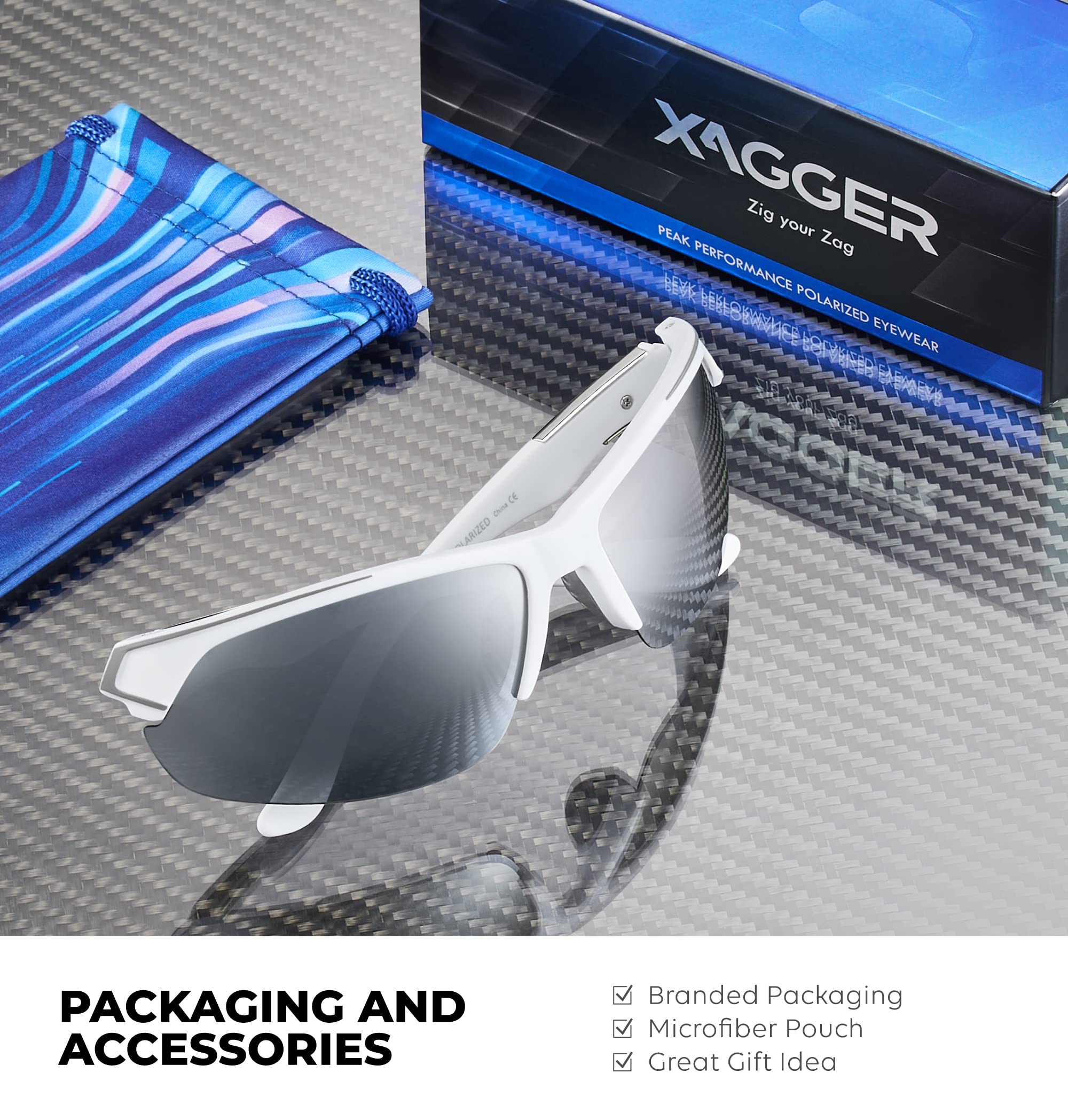 Xagger Polarized Sport Sunglasses for Men Women Wrap Around UV400 Running Baseball Softball Fishing Driving Glasses