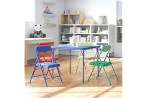 Flash Furniture Mindy Kids 5-Piece set Folding Square Table and Chairs Set for Daycare and Classrooms, Children's Activity Table and Chairs Set, Multicolor
