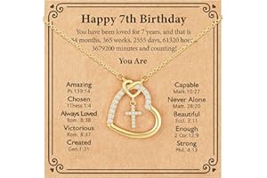 ESPVO Happy 6th 7th 8th 9th 10th 11th 12th 13th Birthday Necklace Gifts for Girls, Religious Christian Jewelry for Her 16+3 Inches