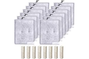 ELXXROONM 12pcs Large Filters Cartridges+8pcs Ammonia Reducer Filter Pads for Aqueon QuietFlow Power Size 20/30/50/75 & E Internal Power Size 40 & Canister Filter Size 200/300/400 & Zilla Large
