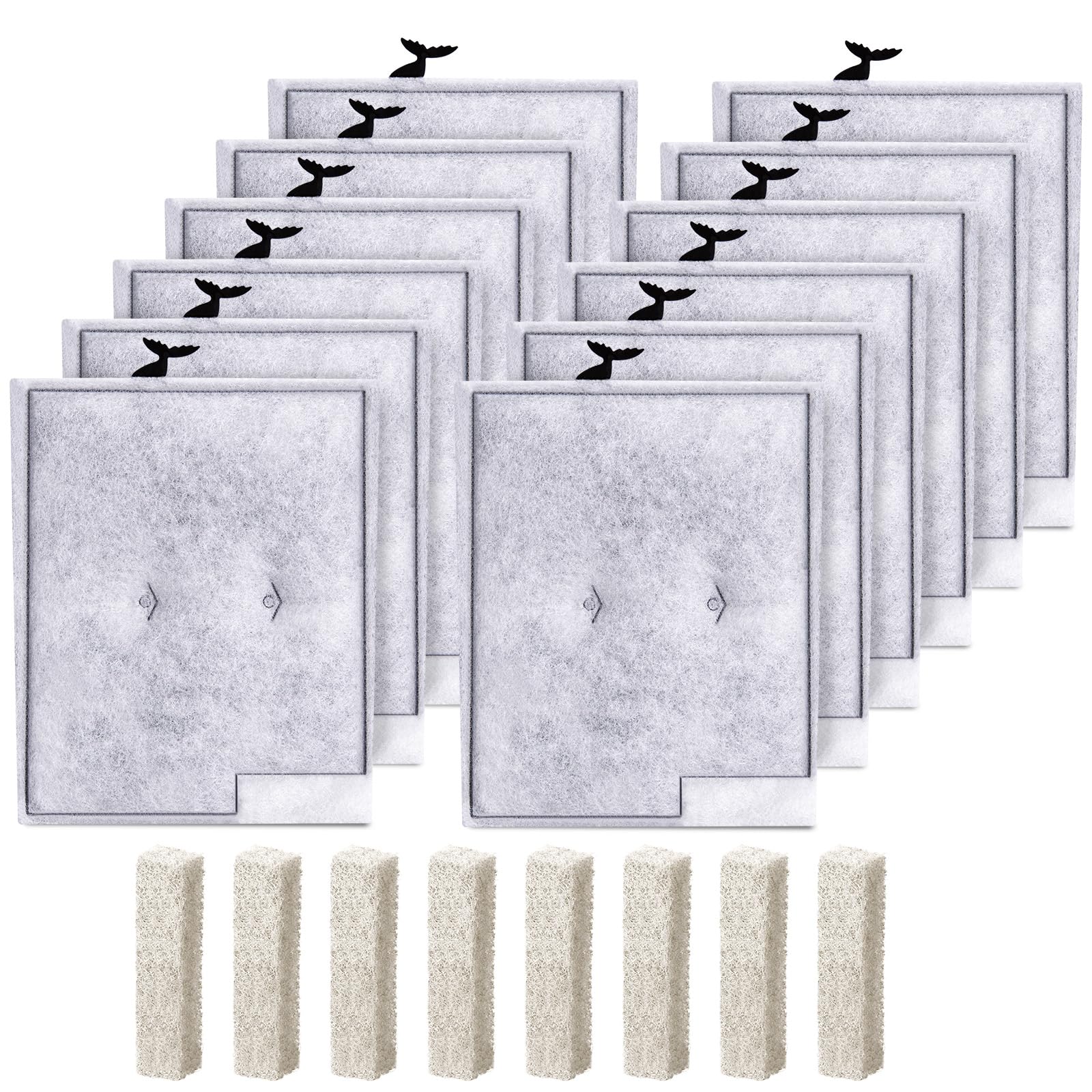 Photo 1 of 12pcs Large Filters Cartridges+8pcs Ammonia Reducer Filter Pads for Aqueon QuietFlow Power Size 20/30/50/75 & E Internal Power Size 40 & Canister Filter Size 200/300/400 & Zilla Large