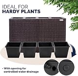 CASARIA Flower Box 4 Inner Pots Poly Rattan Rectangular Planter Brown view 5