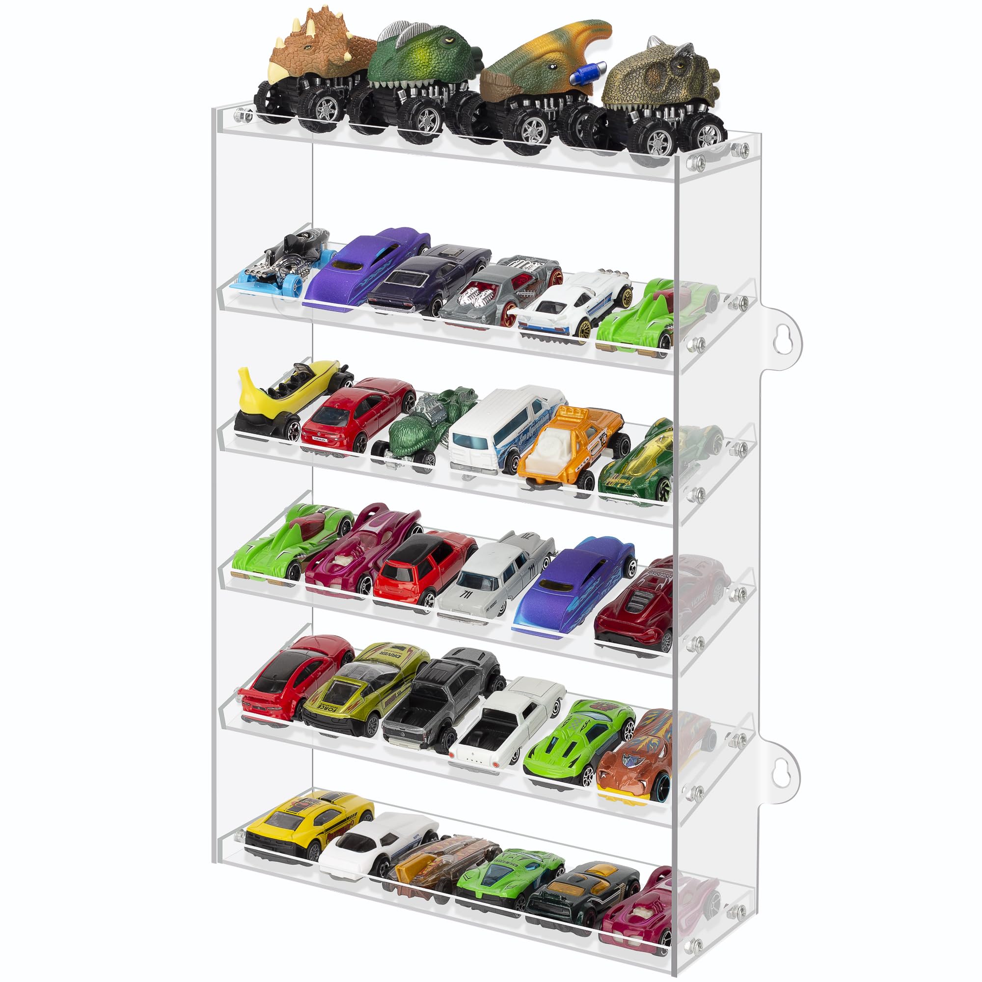 Photo 1 of Transparent Acrylic Display Case for Toy Cars & Matchbox Cars, 6 Tiers Matchbox Cars Display Case, Sturdy Assembly Storage Case Display of 48 Toy Cars Matchbox Cars (6- Tiers)
