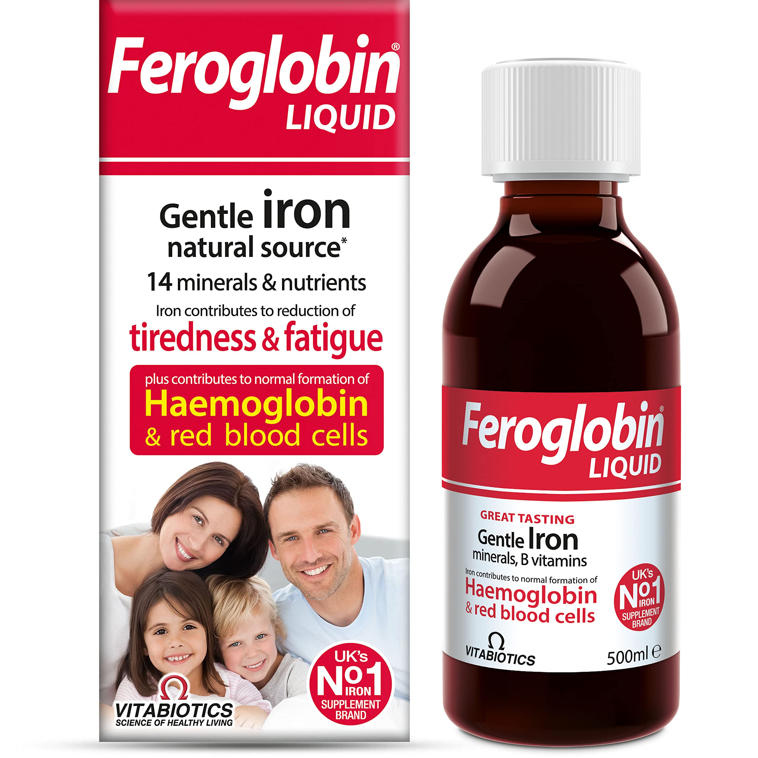 Feroglobin Gentle Iron and Nutrient Liquid, Reduce Tiredness & Fatigue Maintain Health, 500 ml