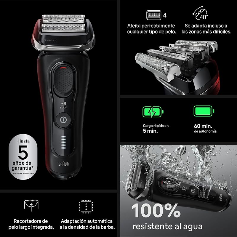 Series 9 Sport Afeitadora Eléctrica Hombre, 9100si, Negro