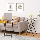 HOOBRO Side Table 2 Pack Folding Tables Industrial Greige Black EBG25BZ01 view 4