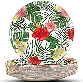ZOIIWA 48 Pcs Hawaiian Luau Party Supplies Aloha Floral Plates Hawaiian Tropical Hibiscus cake Luau Theme Disposable Paper Plates for Aloha Summer Birthday Beach Party Decorations Favors