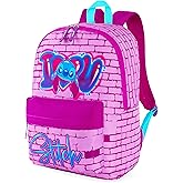 Disney Stitch Backpack for Girls Teens School Bag Kids Book Bag School Supplies Gifts (Pink)