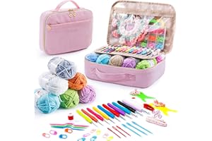 MYBAGZING Crochet Kit for Beginners with Yarn Storage Bag, 10pcs Crochet Hooks 2.0-6.0 mm, 10 Skeins Yarn for Crocheting, Knitting Accessories, 58pc Crochet Starter Kit for Adults